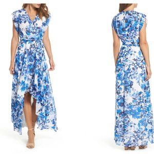Eliza J blue floral pattern dress